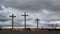Three Christian Crosses with Storm Clouds Timelapse Wide