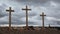 Three Christian Crosses with Storm Clouds Timelapse Zoom In