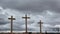 Three Christian Crosses with Storm Clouds Timelapse Zoom In