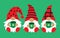 Three Christmas Holiday Gnomes with Coffee Vector Illustration