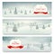 Three christmas holiday landscape banners.