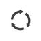 Three circular arrows vector icon