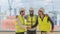 Three civil engineers team up together with having handshaking for teamwork