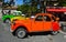 Three Classic Citroen 2CV cars on show.