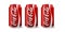 Three classic coca-cola can isolated on white background for editorial use. Coca-Cola Company is the most popular market leader