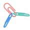 Three clips 3d icon school. Volumetric tool for paper and documents. Blue, pink and green sturdy holder for attaching