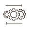 Three clockwise cogwheels  vector icon