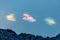 Three clouds natural circumhorizontal arc with blue sky, mounta