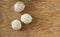 Three coconut energy balls with almond. healthy sugar free concept. keto diet recipe.