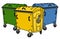 Three color recycling containers