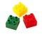 Three color toy blocks isolated on pure white