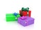 Three colored boxes for gifts