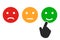 Three colored cartoon emoticons, set emotion. Positive customer reviews. Feedback concept rating â€“ vector