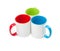 Three colored cups