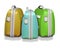 Three colored suitcases