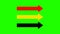 Three colorful arrows animation shapes on green background