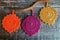 Three Colorful, Crocheted Aspen Leaves