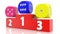 Three colorful dices on Winner podium