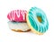 Three colorful donut