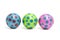 Three colorful dotted balls