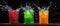 Three Colorful Drinks Splashing