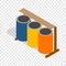 Three colorful selective trash cans isometric icon