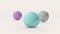 Three colorful soft balls falling and jumping. Abstract animation, 3d render.