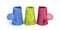 Three colorful watering cans