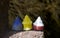 Three colourful Mini Stupas