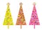 Three Colourful Vector Christmas Trees