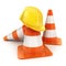 Three cones road and helmet