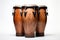 Three conga drums isolated on white background. Traditional percussion musical instrument of Afro-Cuban and Latin