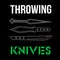 Three contour throwing knives on black background