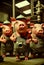 Three cool funny pigs with production uniforms work in a factory. AI Generated