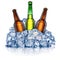 Three cooling beer bottles