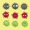 Three Coronavirus Cartoon Character Emotion Faces Set 2