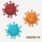 Three coronavirus COVID-19 viruses on a transparent backgroung. Novel coronavirus Covid-19 outbreak. Editable vector illustration