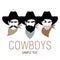 Three cowboys with hat and neckerchief. Symbolic image of America