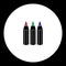 Three crayons various color simple black icon eps10