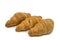 Three Crispy Brown Croissants on a white Background