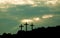 Three cross on sky background