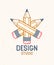 Three crossed pencils vector simple trendy logo or icon for designer or studio, creative competition, designers team.