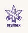 Three crossed pencils vector simple trendy logo or icon for designer or studio, creative competition, designers team.