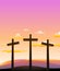 Three crosses on the Calvary