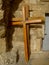 Three crosses at the entrance door of the Holy Sepulcher Church in Jerusalem, Israel.