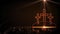 Three crosses on a hill drawn with light on dark background