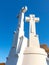 The Three Crosses monument overlooking Vilnius Old Town. Vilnius landscape from the Hill of Three Crosses, located in Kalnai Park,