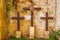 three crosses on Mount Golgotha