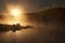 Three Crosses at Sunrise over a Foggy Lake Easter