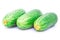Three cucumbers isolated on the white background